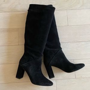 Banana Republic Women’s Black Suede Knee High Block Heel Boots Size 8.5